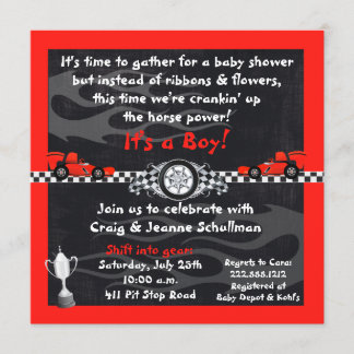 Invitaciones a la ducha de bebé de coches con band