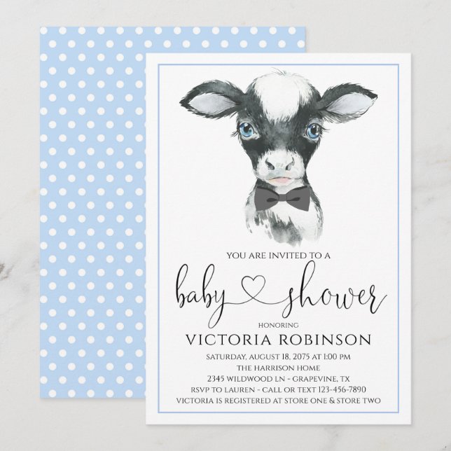 Invitaciones a la ducha de bebé de Cow Boy Farm (Anverso / Reverso)