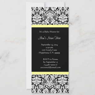 Invitaciones a la ducha de bebé de Damasco blanco