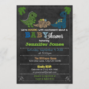 Invitaciones a la ducha de bebé de dinosaurios Cha