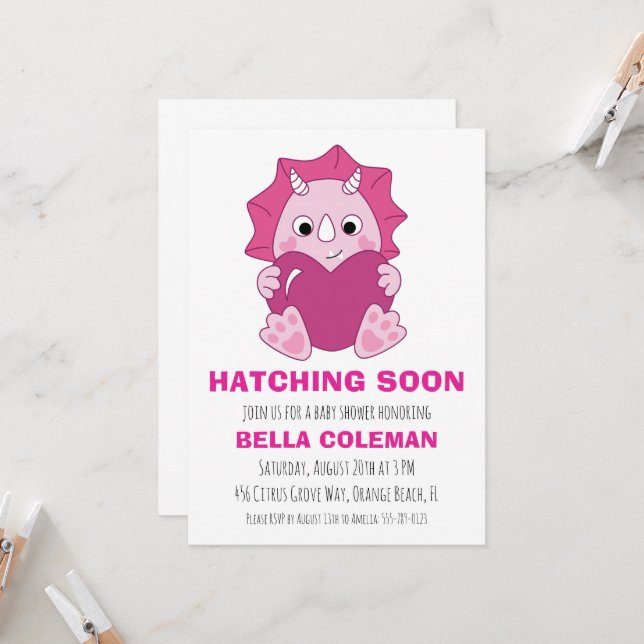 invitaciones a la ducha de bebé de dinosaurios ros (Anverso/Reverso In Situ)