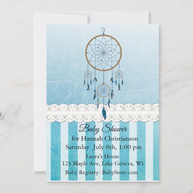 Invitaciones a la ducha de bebé de Dreamcatcher Bl (Anverso)