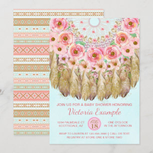 Invitaciones a la ducha de bebé de Dreamcatcher tr