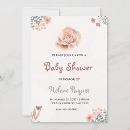 invitaciones a la ducha de bebé de flores silvestr