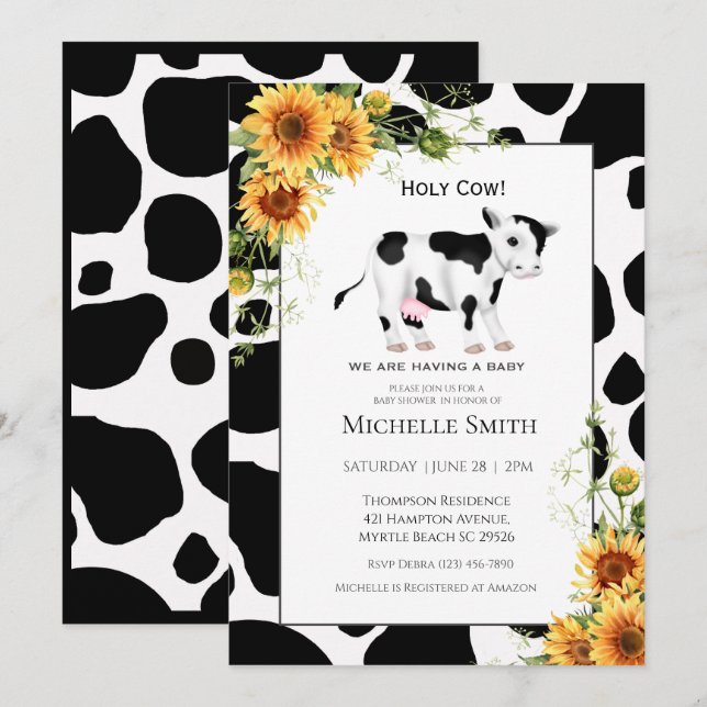 Invitaciones a la ducha de bebé de girasol para im (Anverso / Reverso)