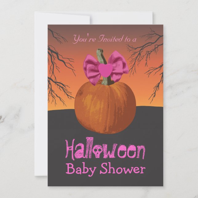 Invitaciones a la ducha de bebé de Halloween para  (Anverso)
