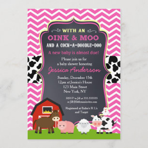 Invitaciones a la ducha de bebé de la granja Barny