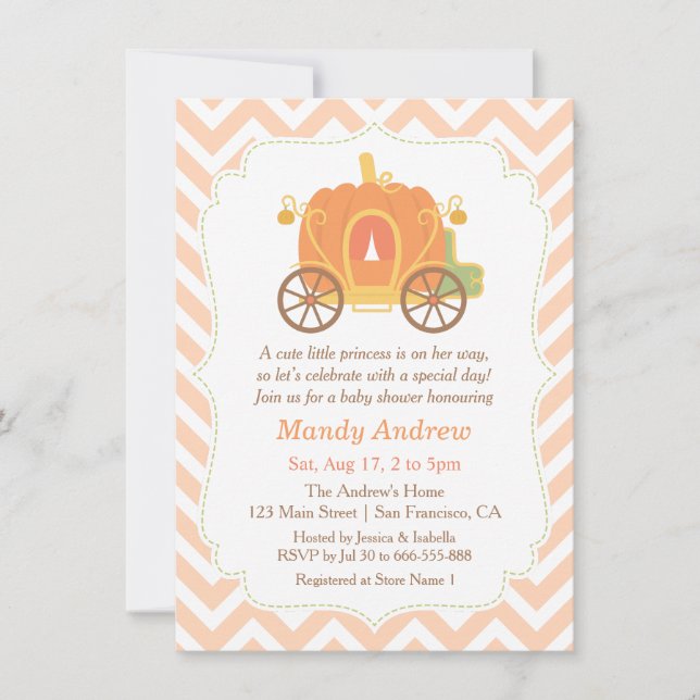 Invitaciones a la ducha de bebé de la Princesa de  (Anverso)