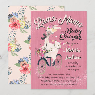 invitaciones a la ducha de bebé de llama Momma