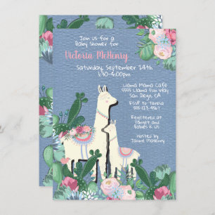 invitaciones a la ducha de bebé de llama momma Fie
