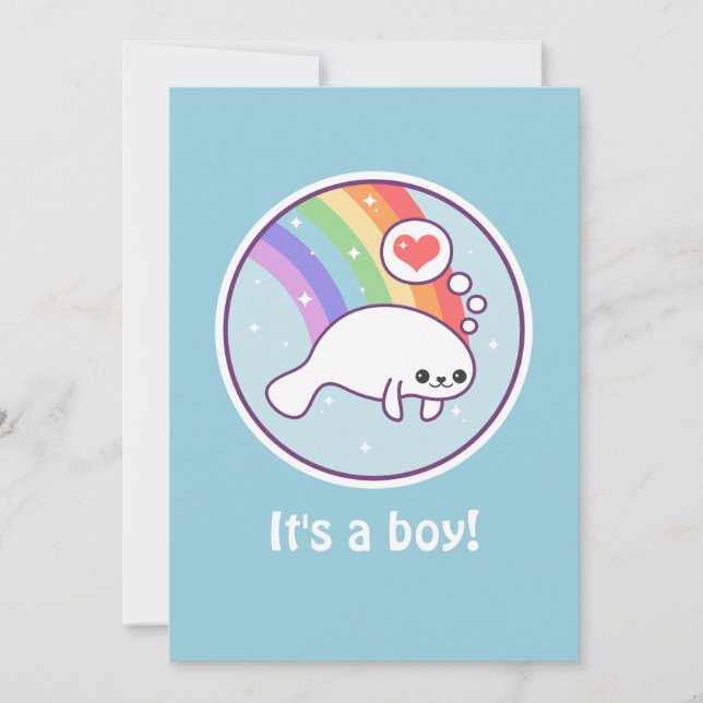 Invitaciones A La Ducha De Bebé De Manatee (Anverso)