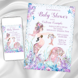 Invitaciones a la ducha de bebé de Mermaid Mom