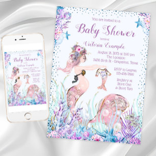 Invitaciones a la ducha de bebé de Mermaid Mom
