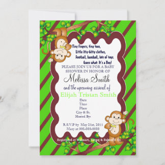 Invitaciones a la ducha de bebé de mono