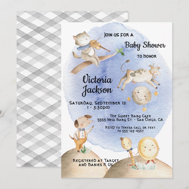 Invitaciones a la ducha de bebé de Nursery Rhyme (Anverso / Reverso)