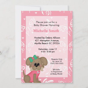 Invitaciones a la ducha de bebé de perro lindo