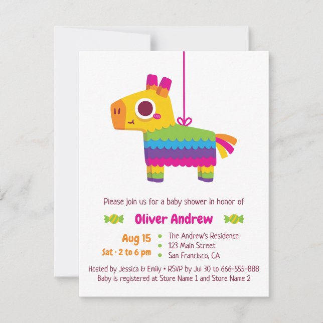 Invitaciones a la ducha de bebé de Pinata Candy Fi (Anverso)