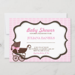 Invitaciones a la ducha de bebé de Pram Rosa
