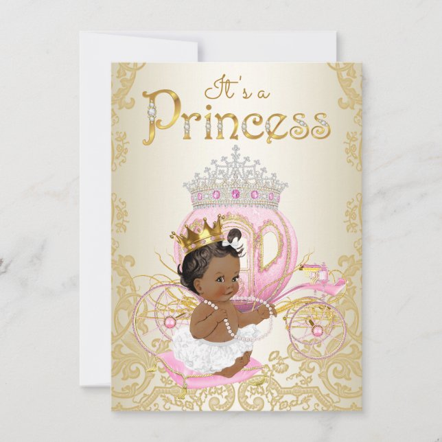 Invitaciones a la ducha de bebé de princesas étnic (Anverso)