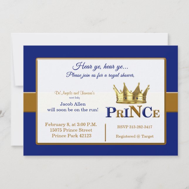 Invitaciones a la ducha de bebé de Royal Prince (Anverso)