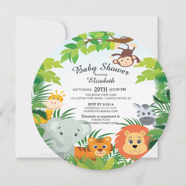 Invitaciones a la ducha de bebé de Safari de la ju (Anverso)
