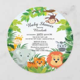 Invitaciones a la ducha de bebé de Safari de la ju