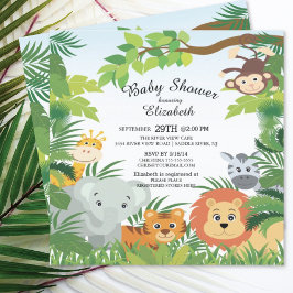 Invitaciones a la ducha de bebé de Safari de la ju