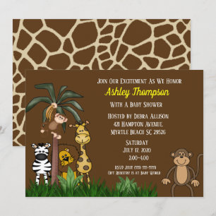 Invitaciones a la ducha de bebé de Safari de la ju