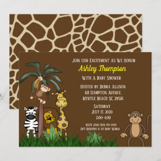 Invitaciones a la ducha de bebé de Safari de la ju