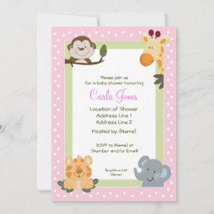Invitaciones a la ducha de bebé de Safari Jungle T
