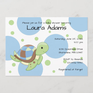 Invitaciones a la ducha de bebé de Sea Turtle Boy
