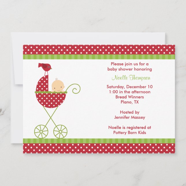 Invitaciones a la ducha de bebé de Stroller para n (Anverso)