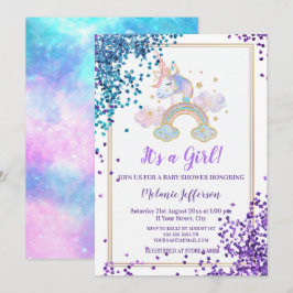 Invitaciones a la ducha de bebé de Unicorn