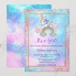 Invitaciones a la ducha de bebé de Unicorn