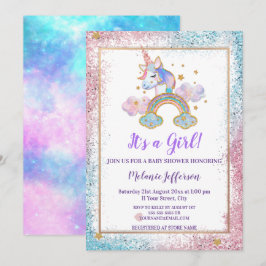 Invitaciones a la ducha de bebé de Unicorn