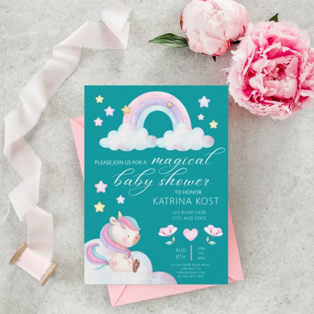Invitaciones a la ducha de bebé de Unicorn (Subido por el creador)