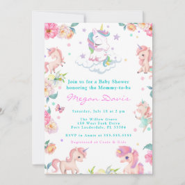 Invitaciones a la ducha de bebé de Unicorn