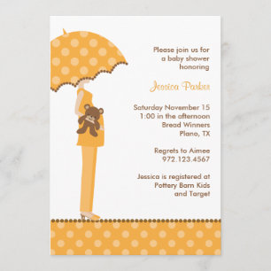 Invitaciones a la ducha de bebé del naranja Umbrel