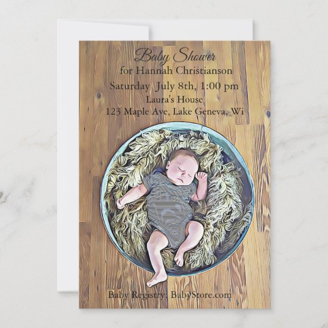 Invitaciones a la ducha de bebé del niño (Anverso)