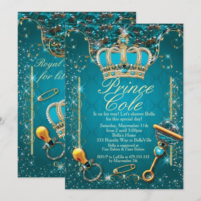 Invitaciones a la ducha de bebé del Príncipe Real (Anverso / Reverso)