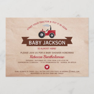Invitaciones a la ducha de bebé del Tractor de la