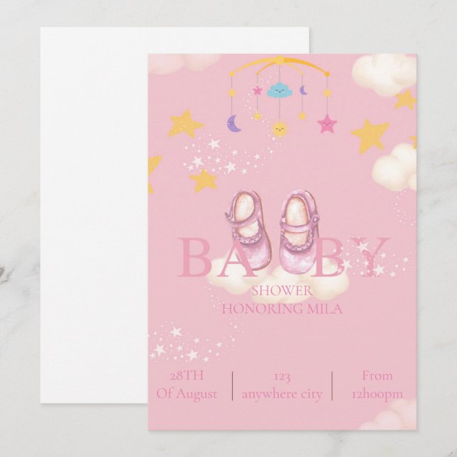 invitaciones a la ducha de bebé, descarga digital (Anverso / Reverso)