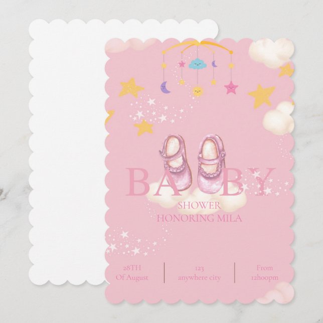 invitaciones a la ducha de bebé, descarga digital (Anverso / Reverso)