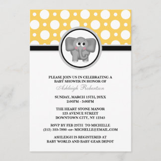 Invitaciones a la ducha de bebé elefante polka ama