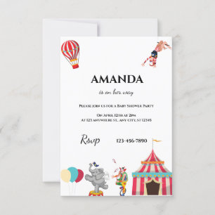 Invitaciones a la ducha de bebé en circo Carnaval