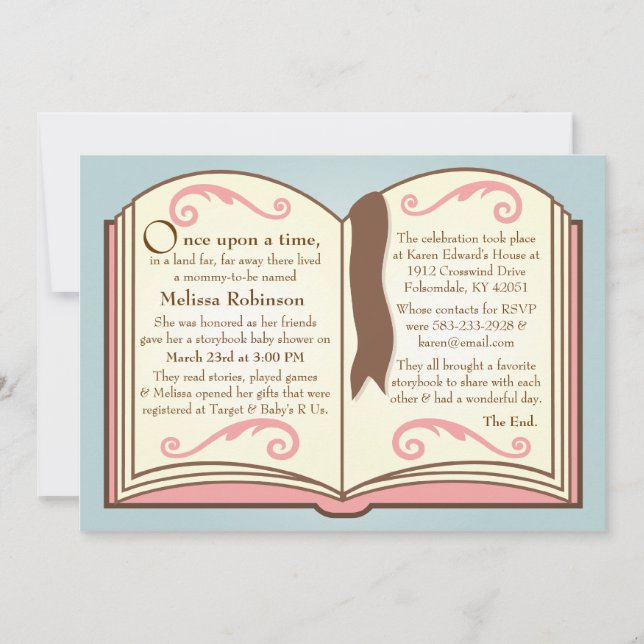 Invitaciones a la ducha de bebé en el libro de cue (Anverso)
