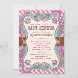 Invitaciones a la ducha de bebé en el país, rosa y