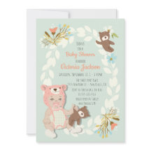 Invitaciones a la ducha de bebé gorra Woodland Bea