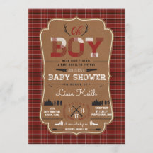 Invitaciones a la ducha de bebé Lumberjack Baby Bo