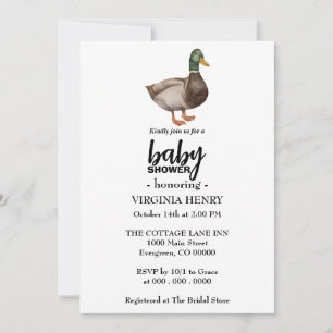 Invitaciones a la ducha de bebé mallard duck